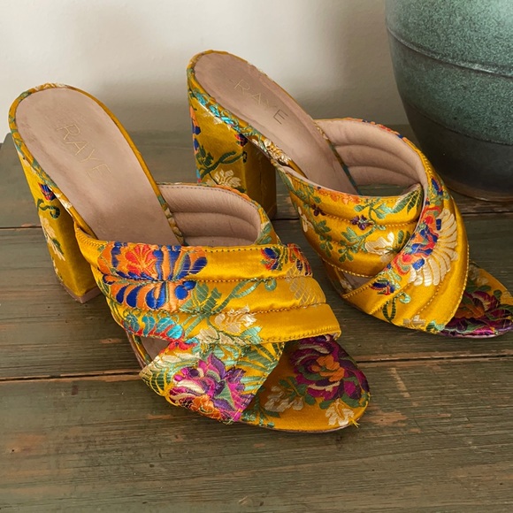 RAYE Shoes - Raye x Revolve Yellow Floral Heels Size 8.5